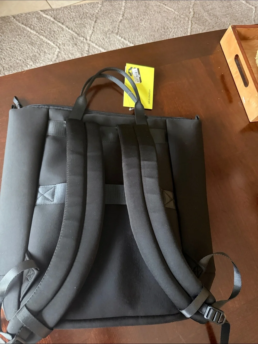 Faux Neoprene Tote Backpack All in MotionBlack Water-Resistant NWT